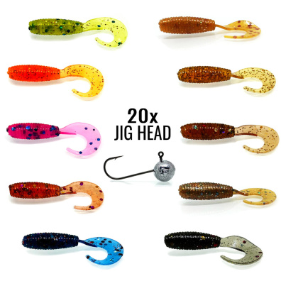 ZESTAW 100x TWISTER Classic 3cm + 20x MICRO JIG H8 1-4g MIX